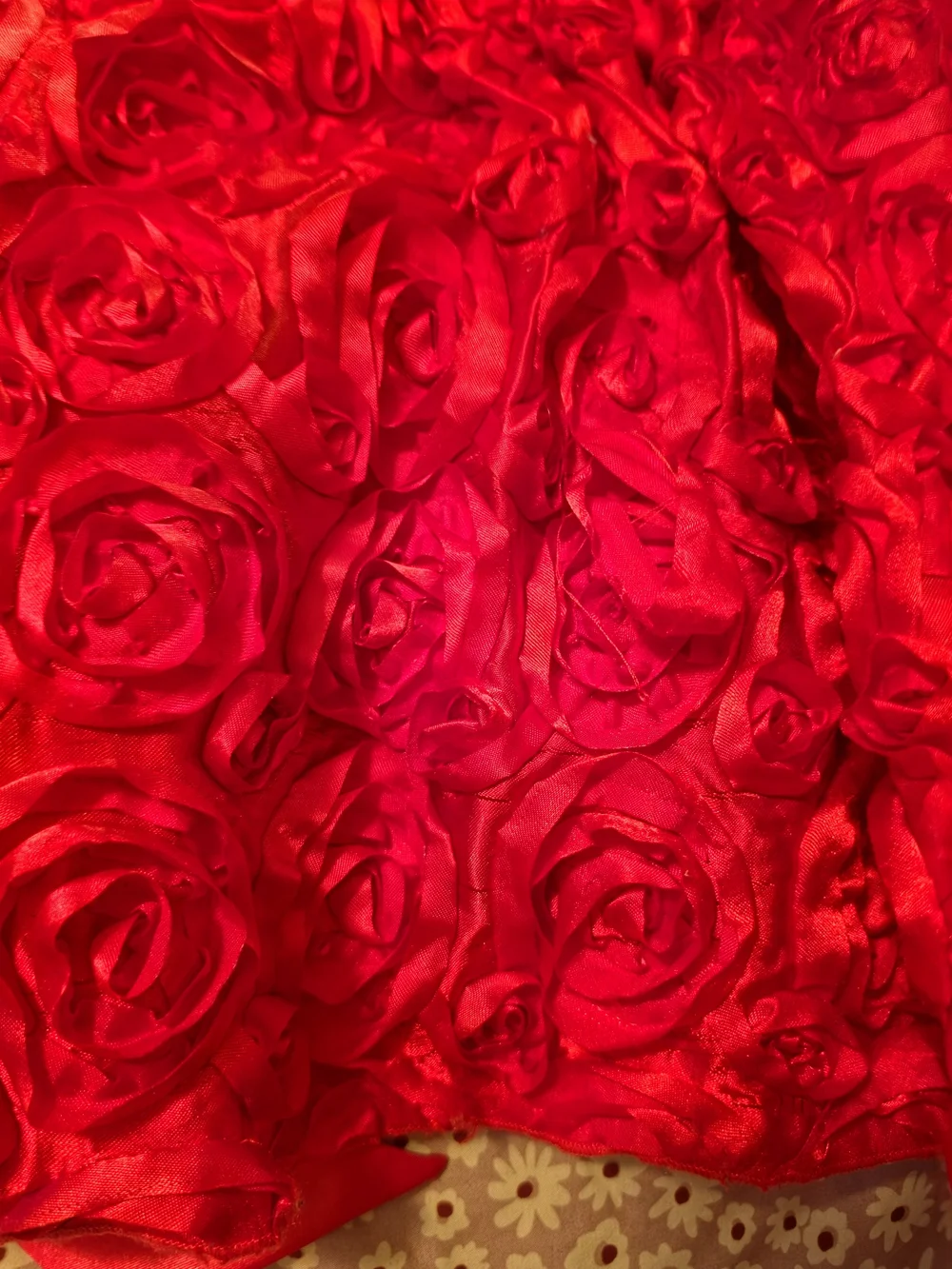 Red Rose-Textured Skirt for Girls - Shortsleeve Black Top Detail